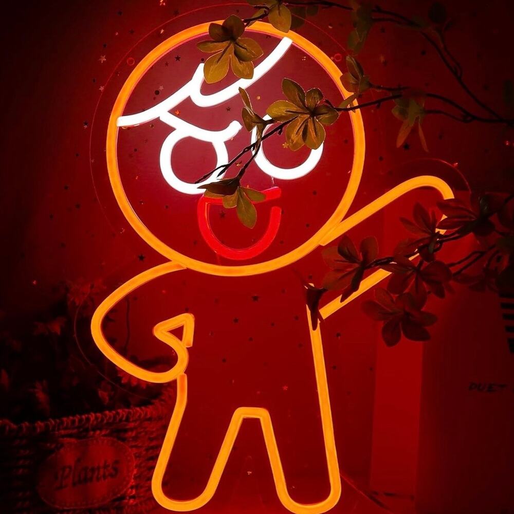 Ginger Brave Neon Sign Cookie Run Kingdom Night Light Room Wall Decoration